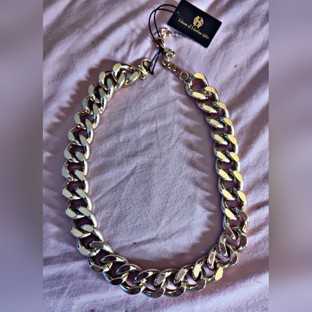 Gold tone chain necklace